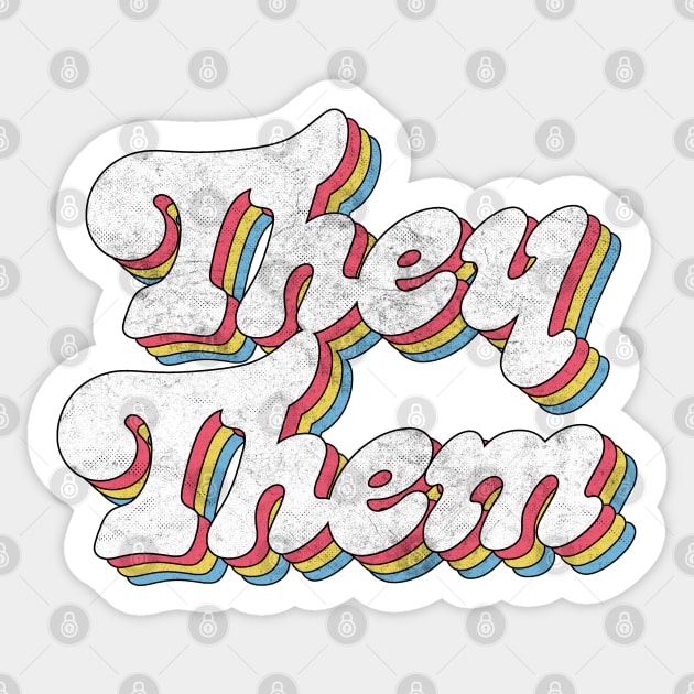 They/Them Pronouns - Retro Style Rainbow Design Sticker by DankFutura